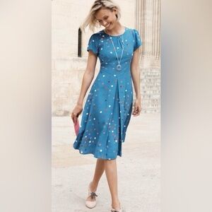 Boden Calissa Polka Dot Midi Dress Sz 10 Colorful Spring Preppy